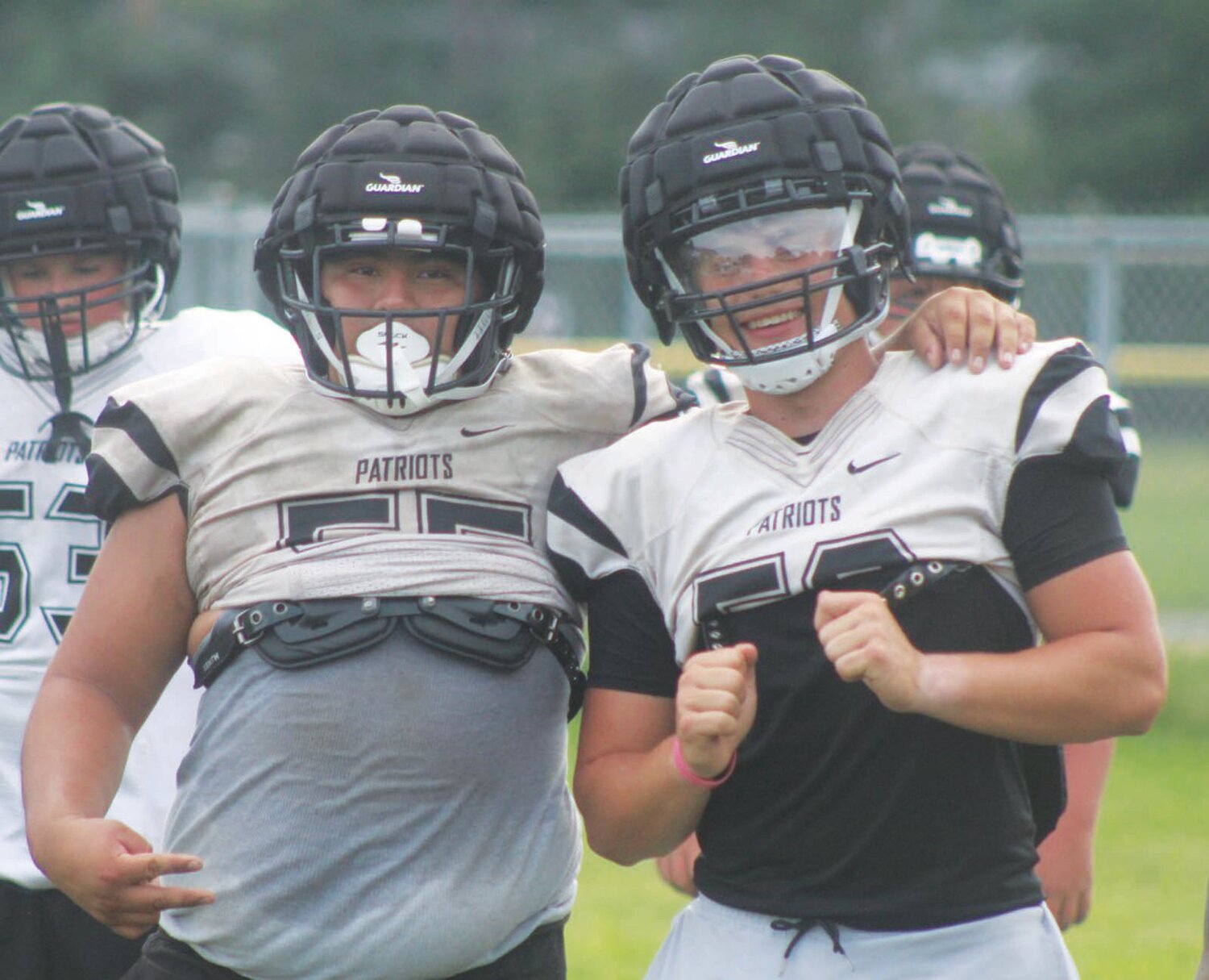 READY FOR KICKOFF: Pilgrim’s Isaac Iannone and Nicholas Pirraglia at practice. (Photos by Alex Sponseller)